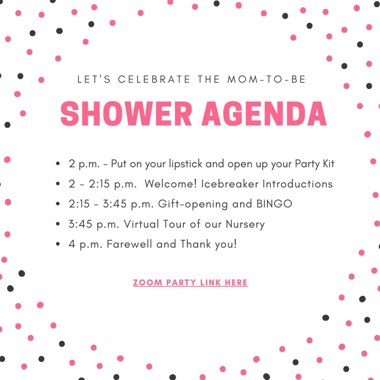 23 Tips for an Online Shower Party Within Baby Shower Agenda Template